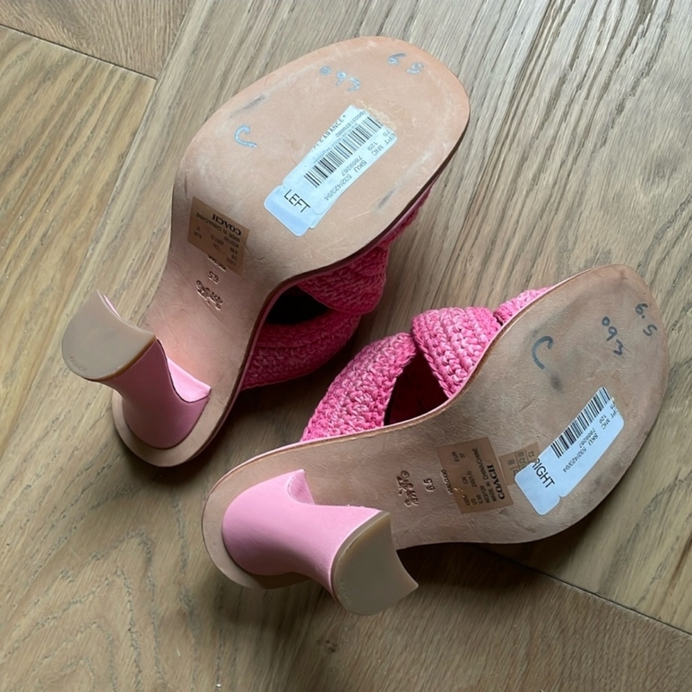 Coach Pink Sandals with Knitted Texture and Sculptural Heel - Picture 6 of 10
